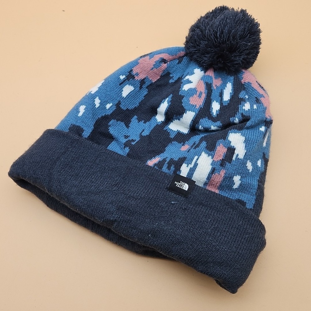 The North Face "Ski Tuke" Adult Cuffed Pom Knit Beanie Hat One Size Green Camo